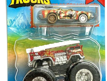 Hot Wheels Monster Trucks 5 Alarm and Crushed Coupe Speed Bump For Sale