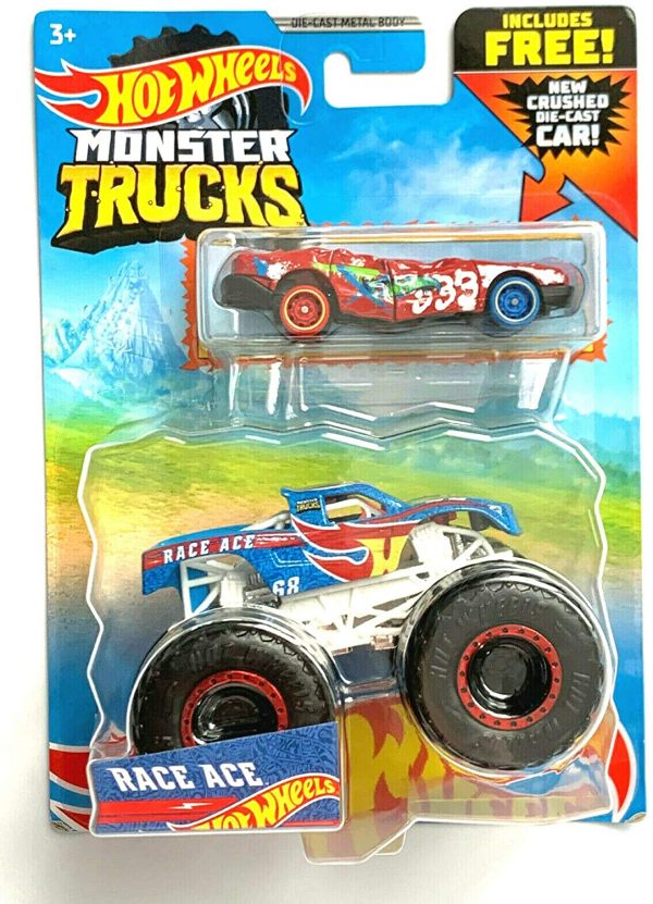 Hot Wheels Monster Trucks Race Ace and Crushed Sedan Sudden Stop For Sale